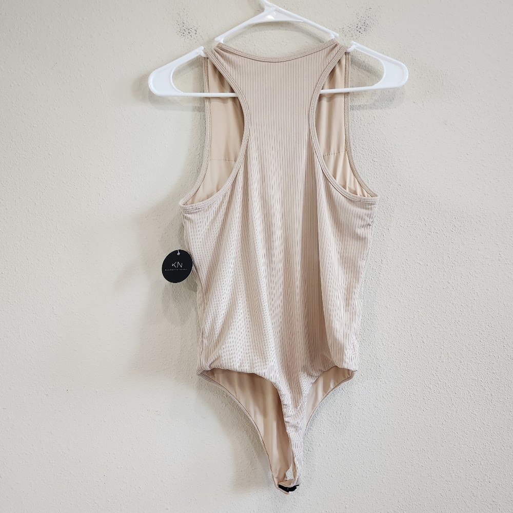 Klassy Network Cream Ribbed Bodysuit - Picture 3 of 4